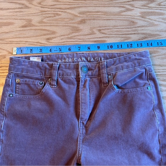 American Eagle Corduroy Hi Rise Crop Flare Purple Mauve 4 Long - Picture 6 of 10